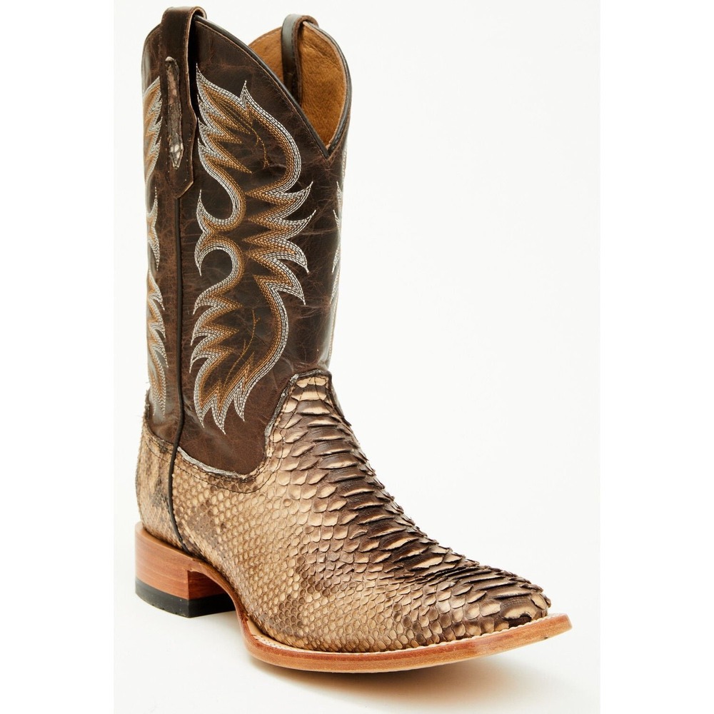 NEW Cody James Exotic Python Western Cowboy Boots Broad Square Toe Dark Brown 11